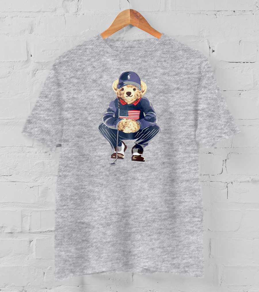 Justin Thomas Polo Golf Bear USA Flag T-Shirt