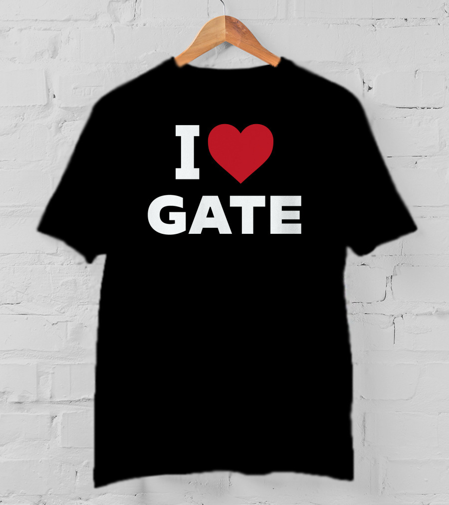 I Love Gate Red Heart Icon Text T-Shirt