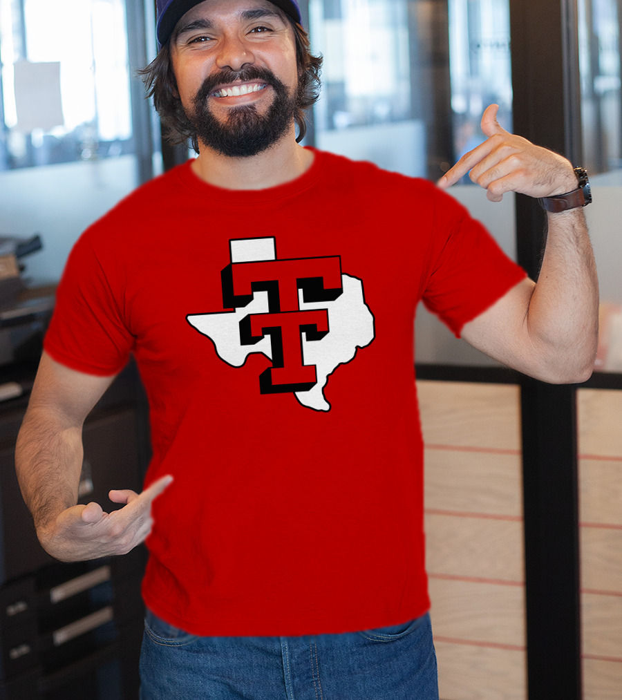 Texas Tech Red Raiders Double T Texas Outline T-Shirt