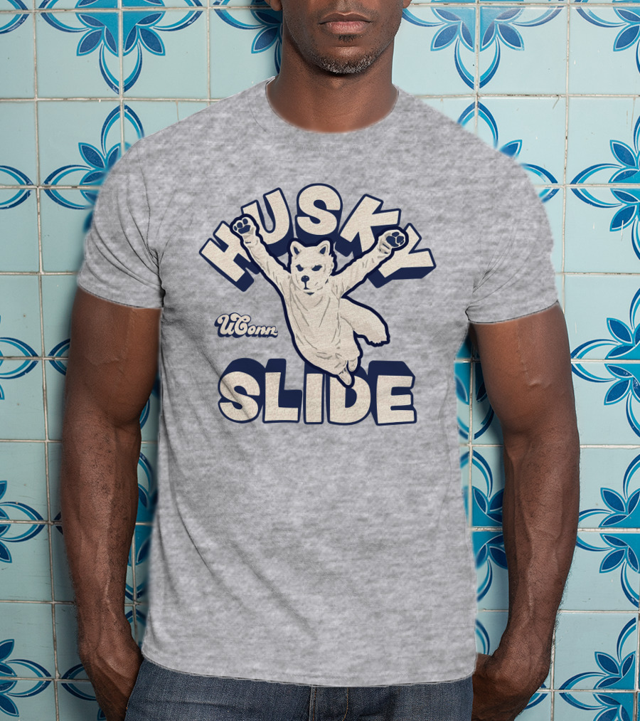 Husky UConn Slide Jumping Mascot T-Shirt