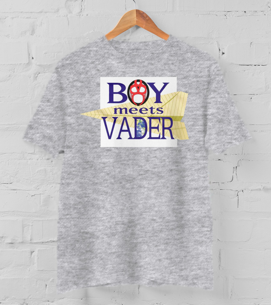 BOY Meets VADER Star Wars Parody Earth Paper Plane T-Shirt