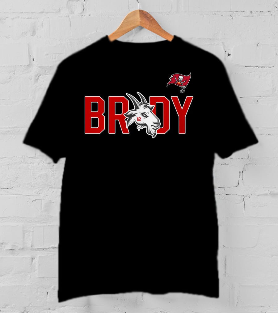 Tom Brady Buccaneers Goat With 12 Jersey And Flag T-Shirt