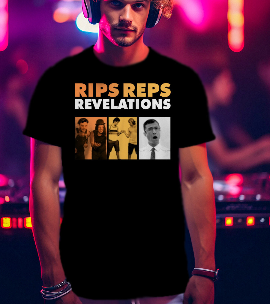 Rips Reps Revelations Classic Comedy Flexing Surprised Expression T-Shirt