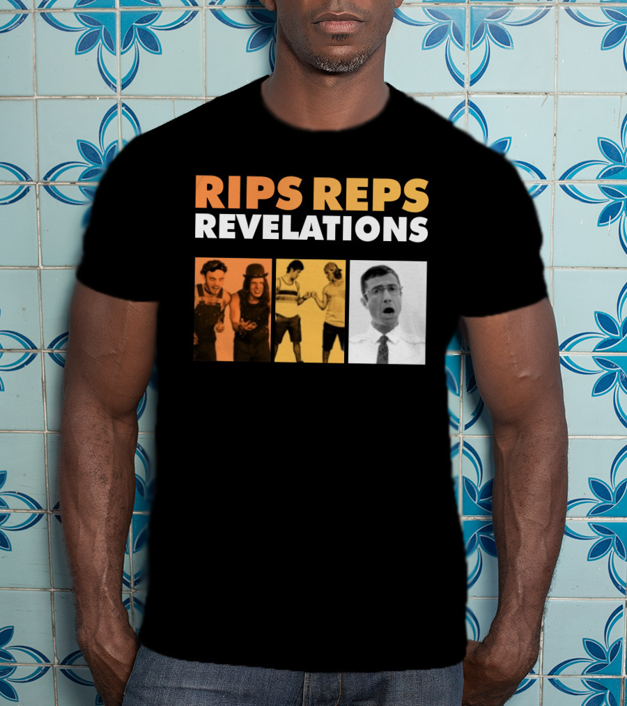Rips Reps Revelations Classic Comedy Flexing Surprised Expression T-Shirt