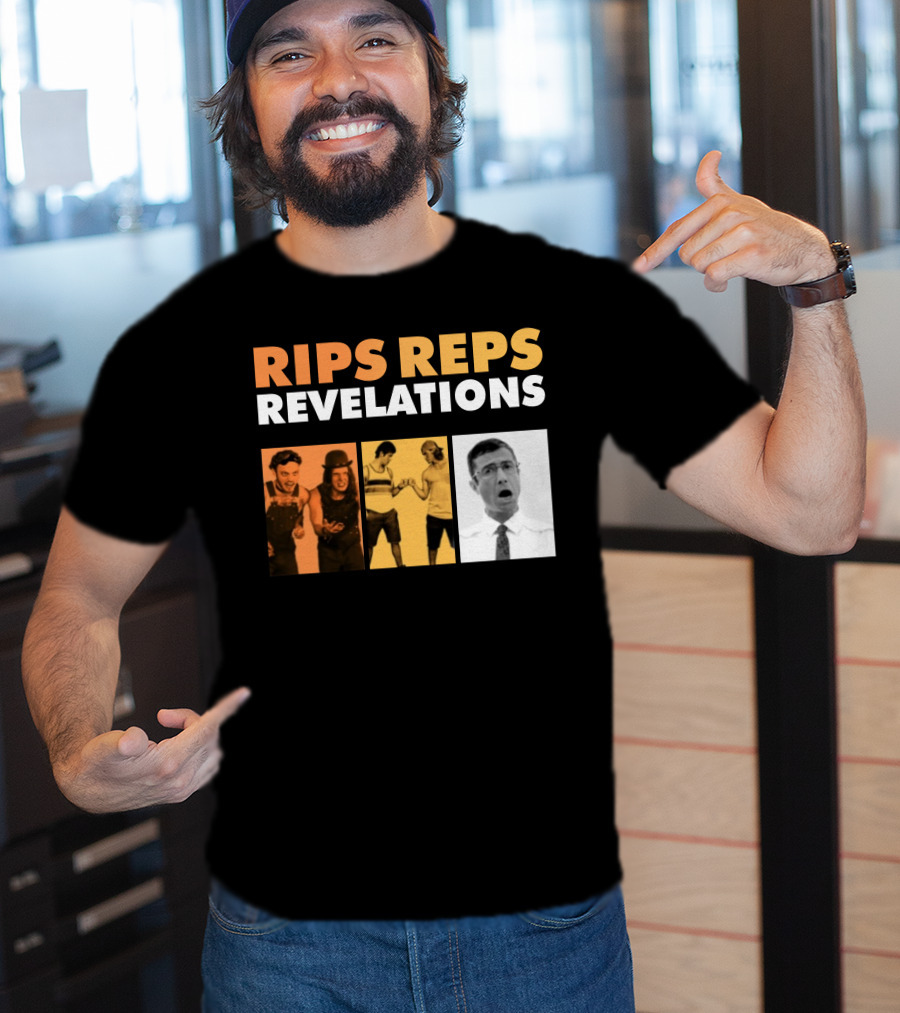 Rips Reps Revelations Classic Comedy Flexing Surprised Expression T-Shirt