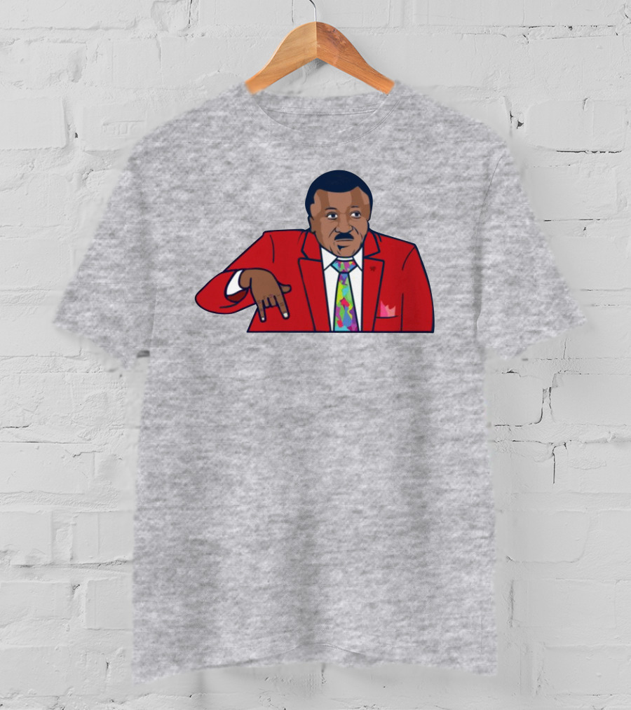 Basketball Analyst Fashion Red Suit Icon Horns Down Gesture T-Shirt