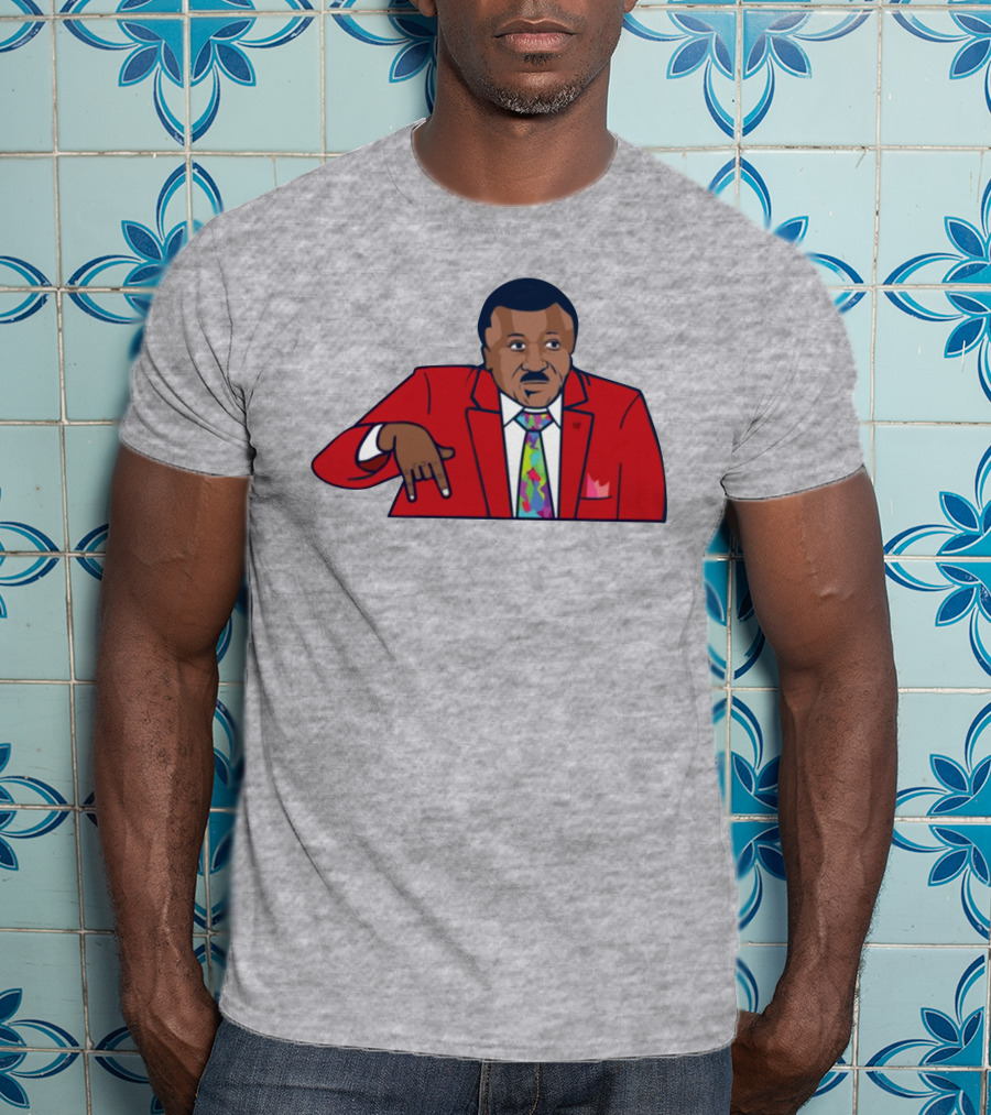 Basketball Analyst Fashion Red Suit Icon Horns Down Gesture T-Shirt