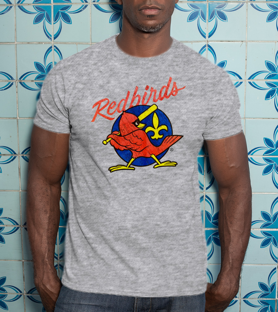 Redbirds Vintage Throwback Blue Circle Fleur-de-Lis T-Shirt