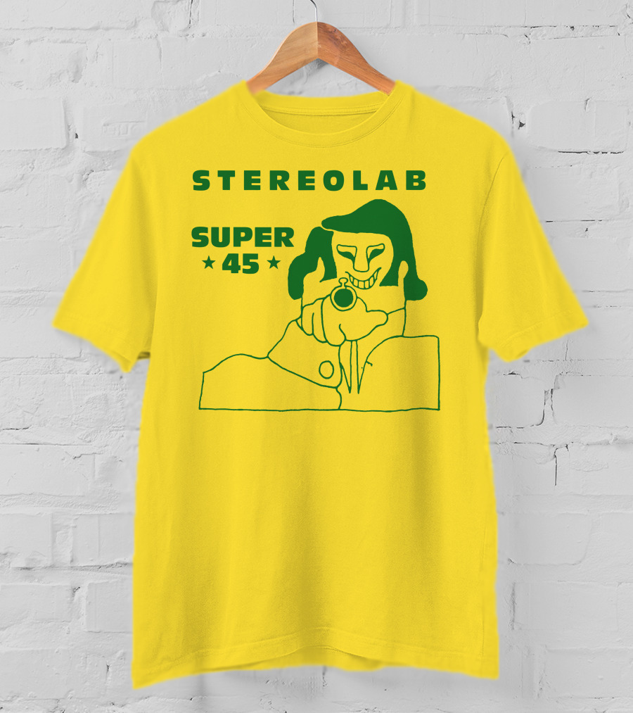Stereolab Super 45 Abstract Green Figure With Stars T-Shirt