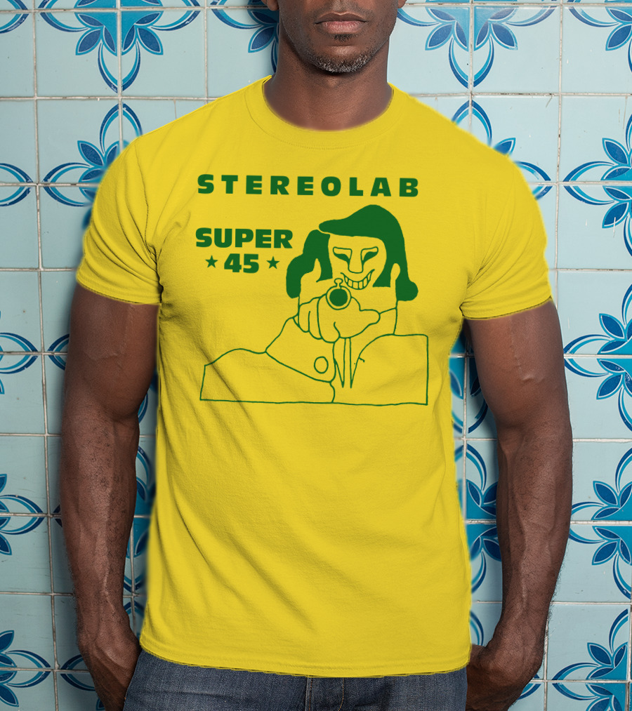 Stereolab Super 45 Abstract Green Figure With Stars T-Shirt