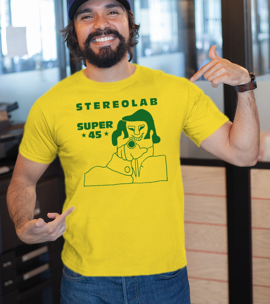 Stereolab Super 45 Abstract Green Figure With Stars T-Shirt