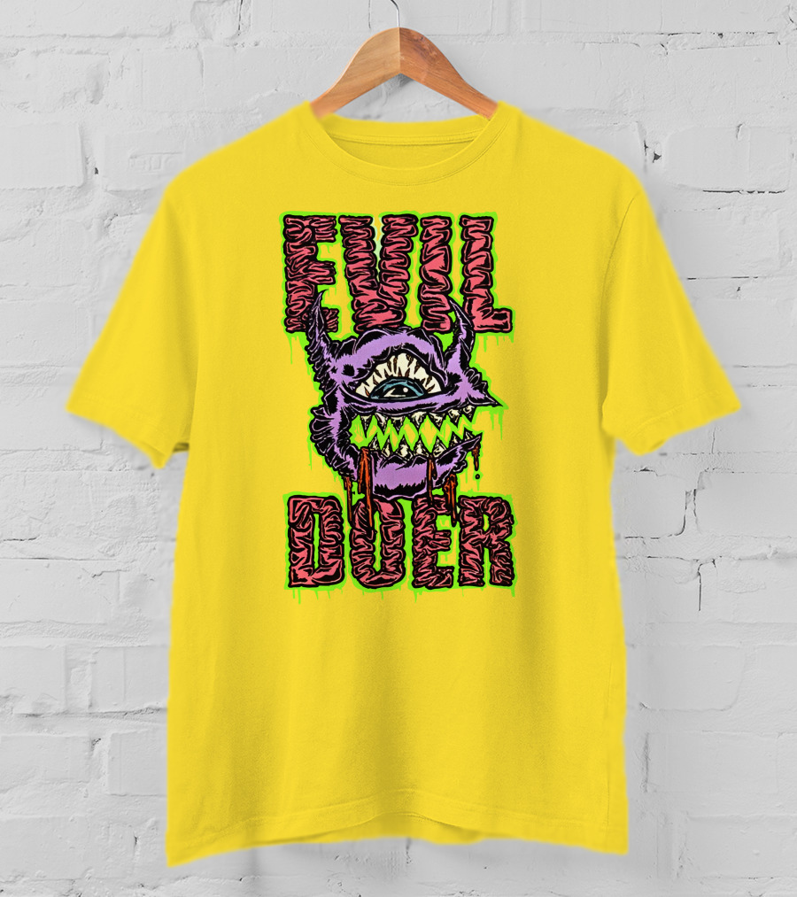Evil Doer Monster Eye With Sharp Teeth And Horns T-Shirt