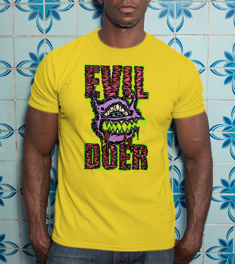 Evil Doer Monster Eye With Sharp Teeth And Horns T-Shirt