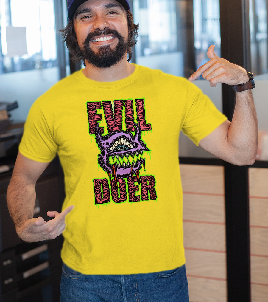 Evil Doer Monster Eye With Sharp Teeth And Horns T-Shirt