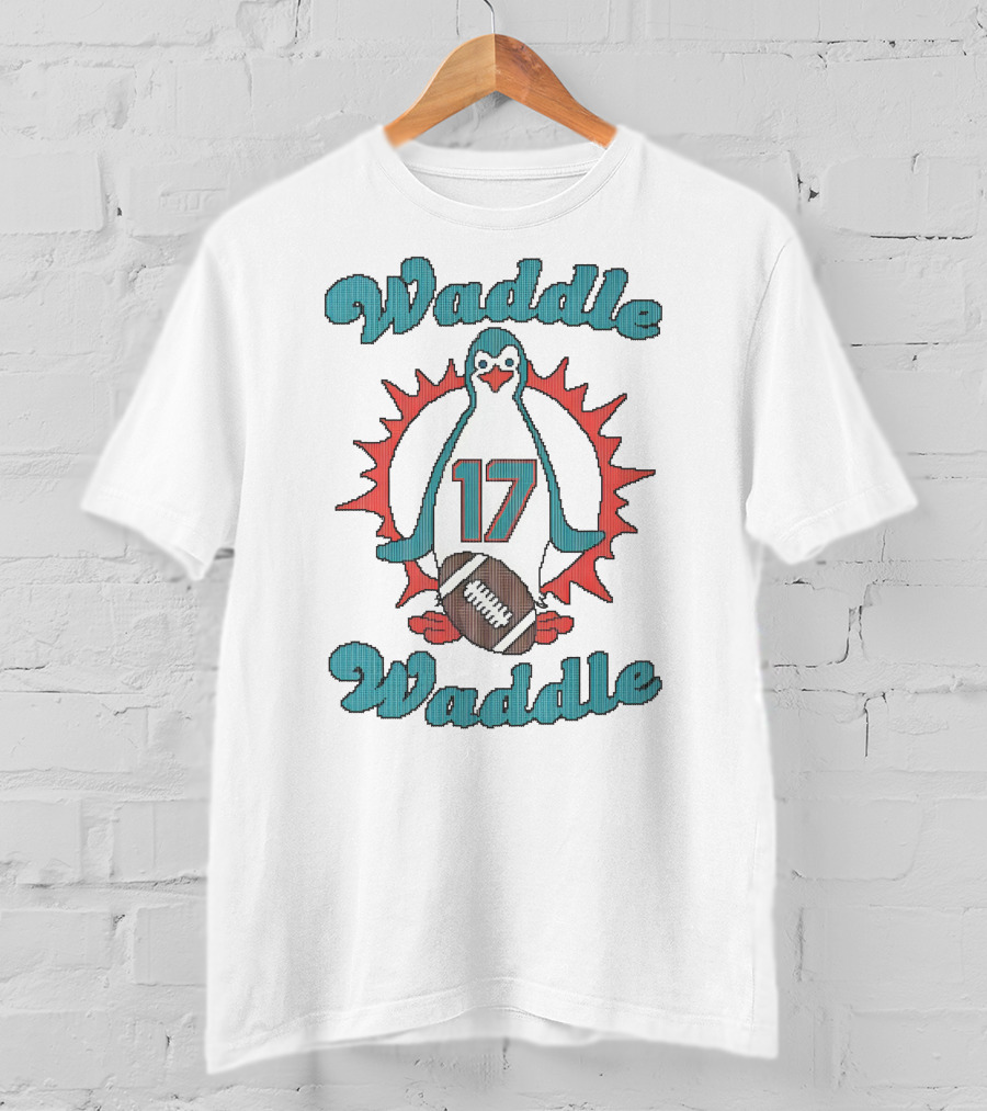 Waddle Waddle Penguin 17 Football Miami Dolphins T-Shirt