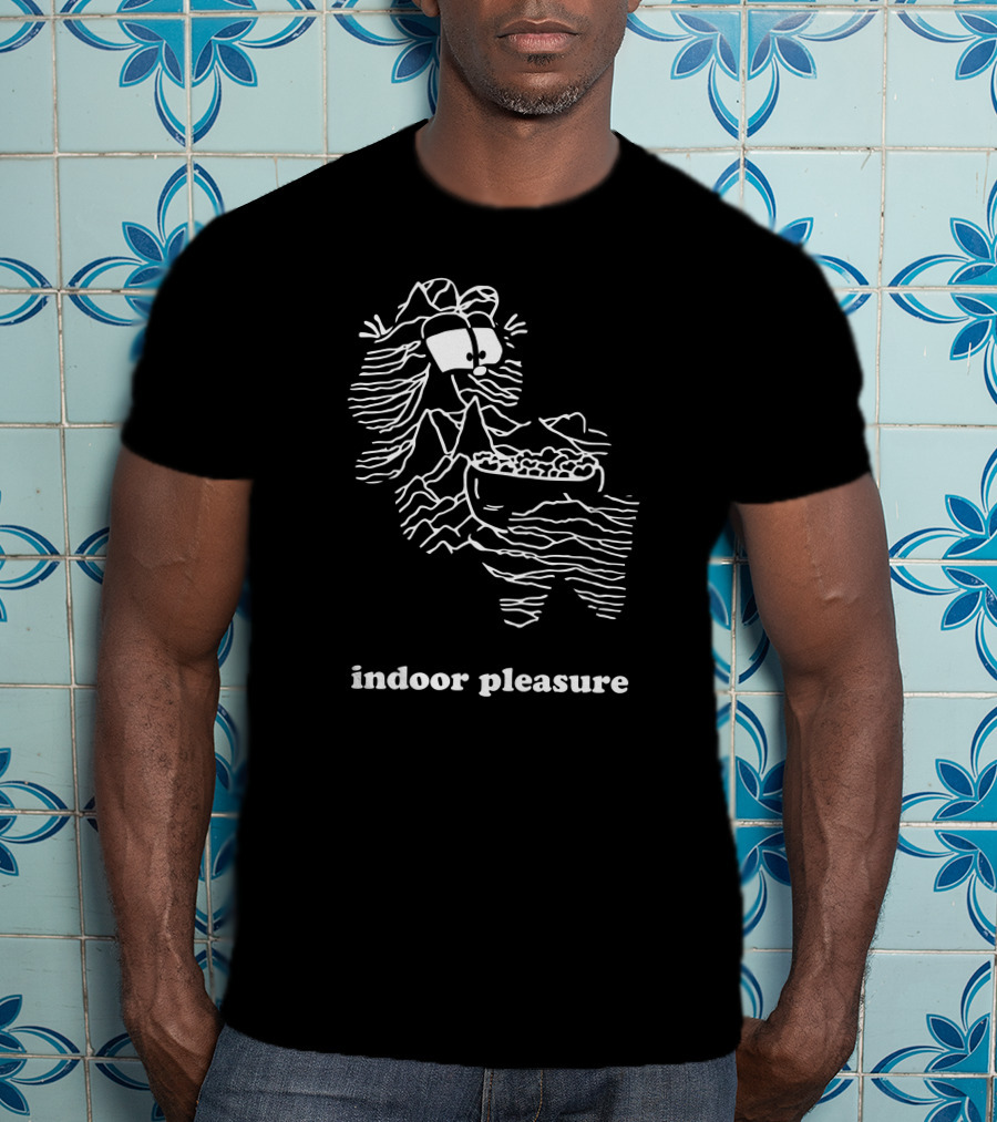Indoor Pleasure Line Art Cartoon With Snack Bowl T-Shirt