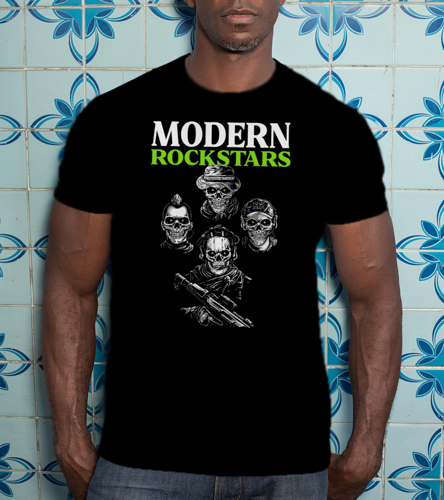 Modern Rockstars Modern Warfare 2 Skulls Holding Guns T-Shirt
