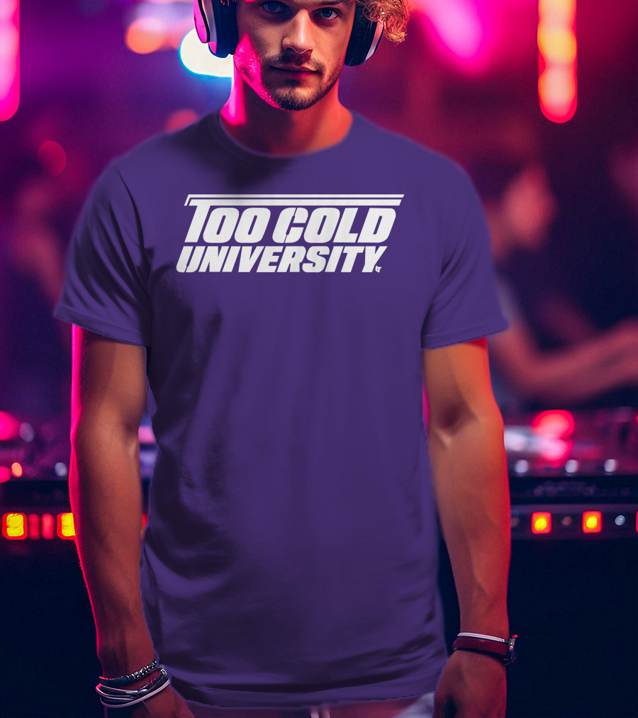 Too Cold University Vintage Style Retro Sports College T-Shirt