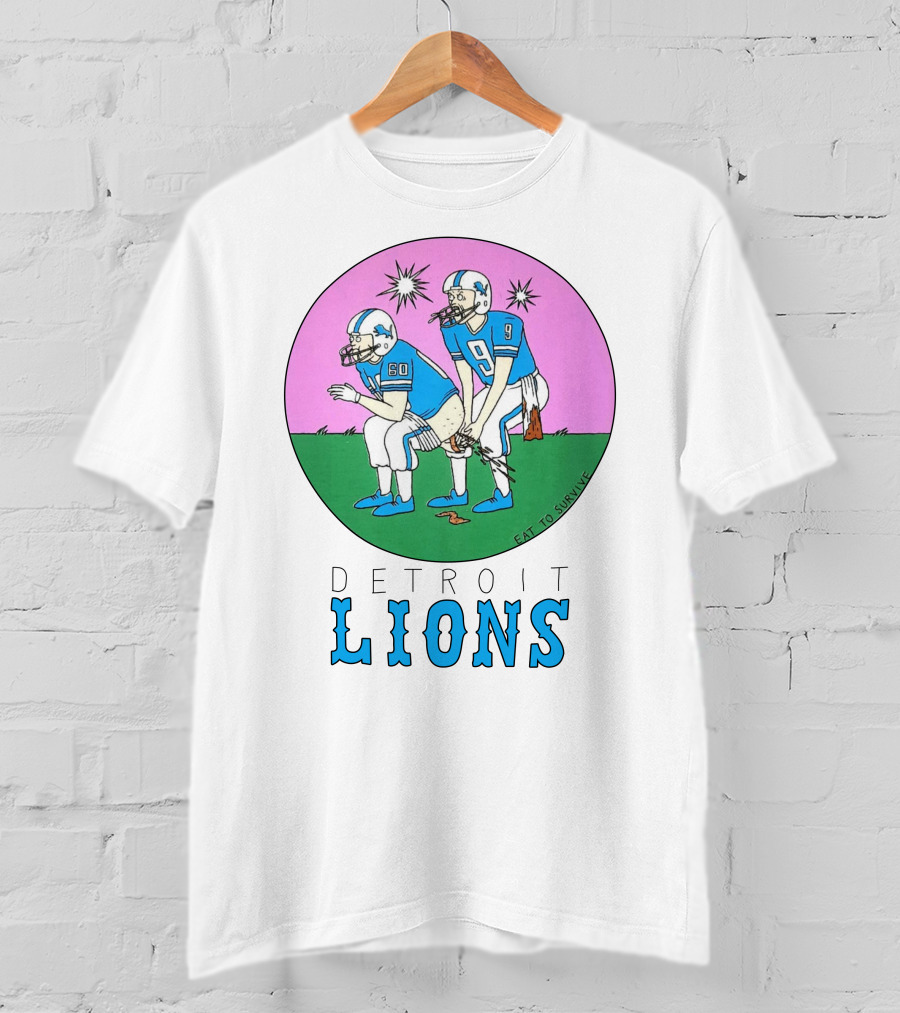 Eat To Survive Detroit Lions Football Comic Humorous T-Shirt