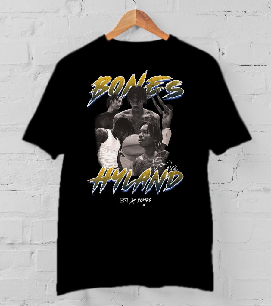 Bones Hyland Vintage Photo Collage Basketball X Bones T-Shirt
