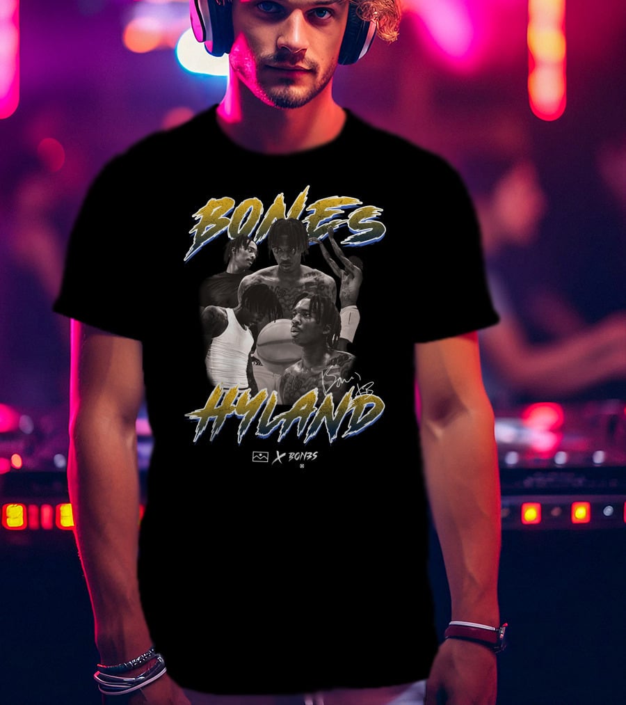 Bones Hyland Vintage Photo Collage Basketball X Bones T-Shirt