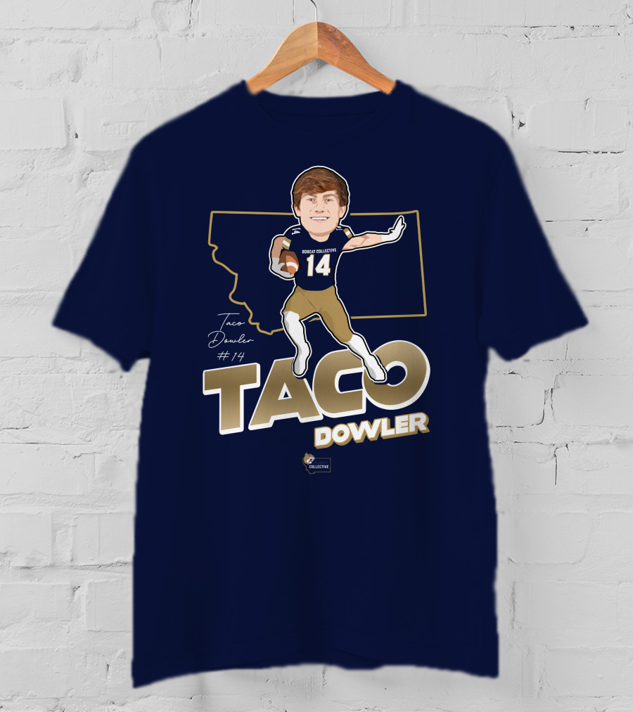 Bobcat Collective Taco Dowler #14 Montana Football T-Shirt