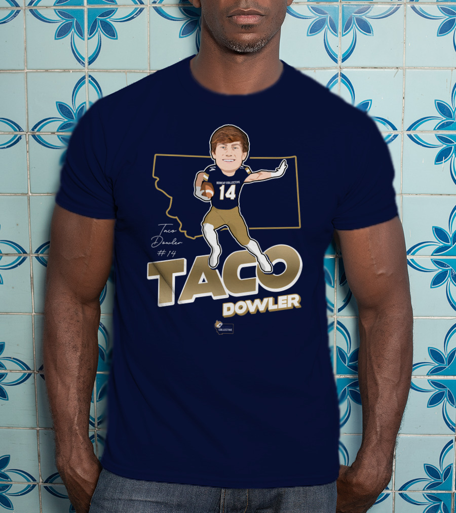 Bobcat Collective Taco Dowler #14 Montana Football T-Shirt