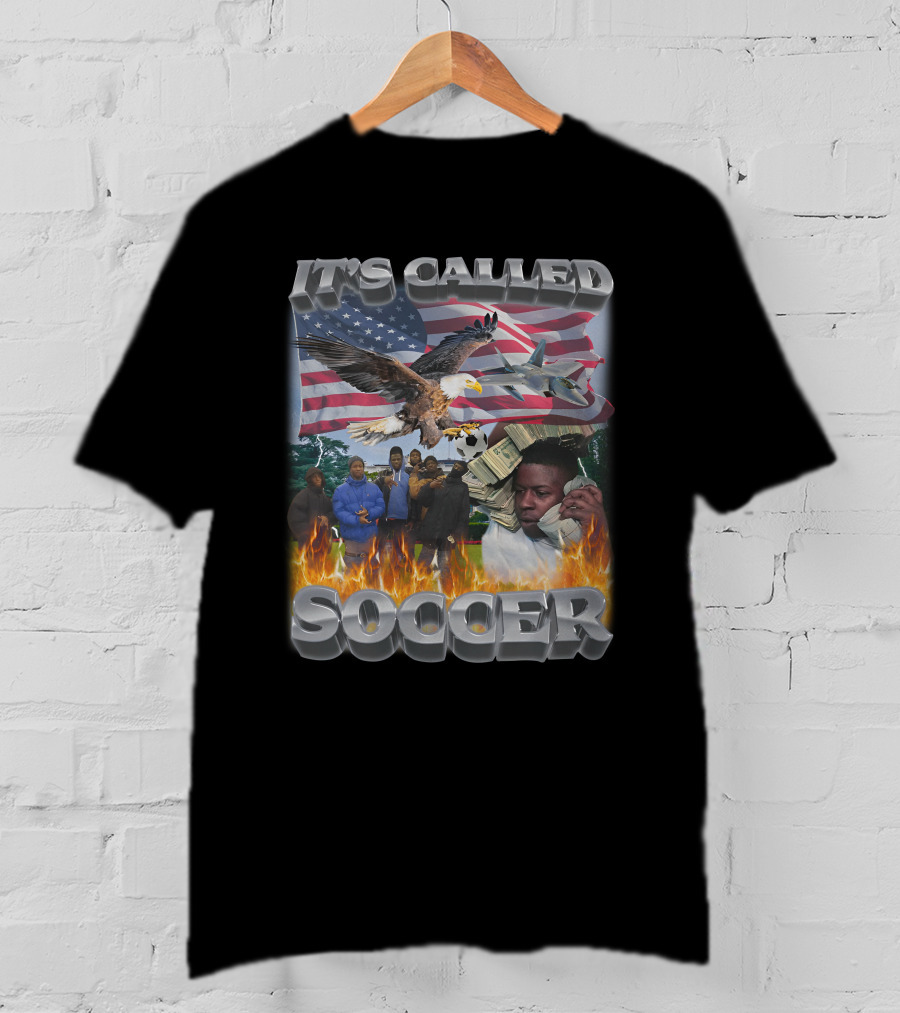 It's Called Soccer Swag Stimulus American Flag Eagle Money Flames T-Shirt