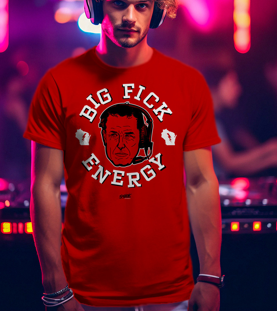 Big Fick Energy Smack Apparel Headset Illustration On Red T-Shirt