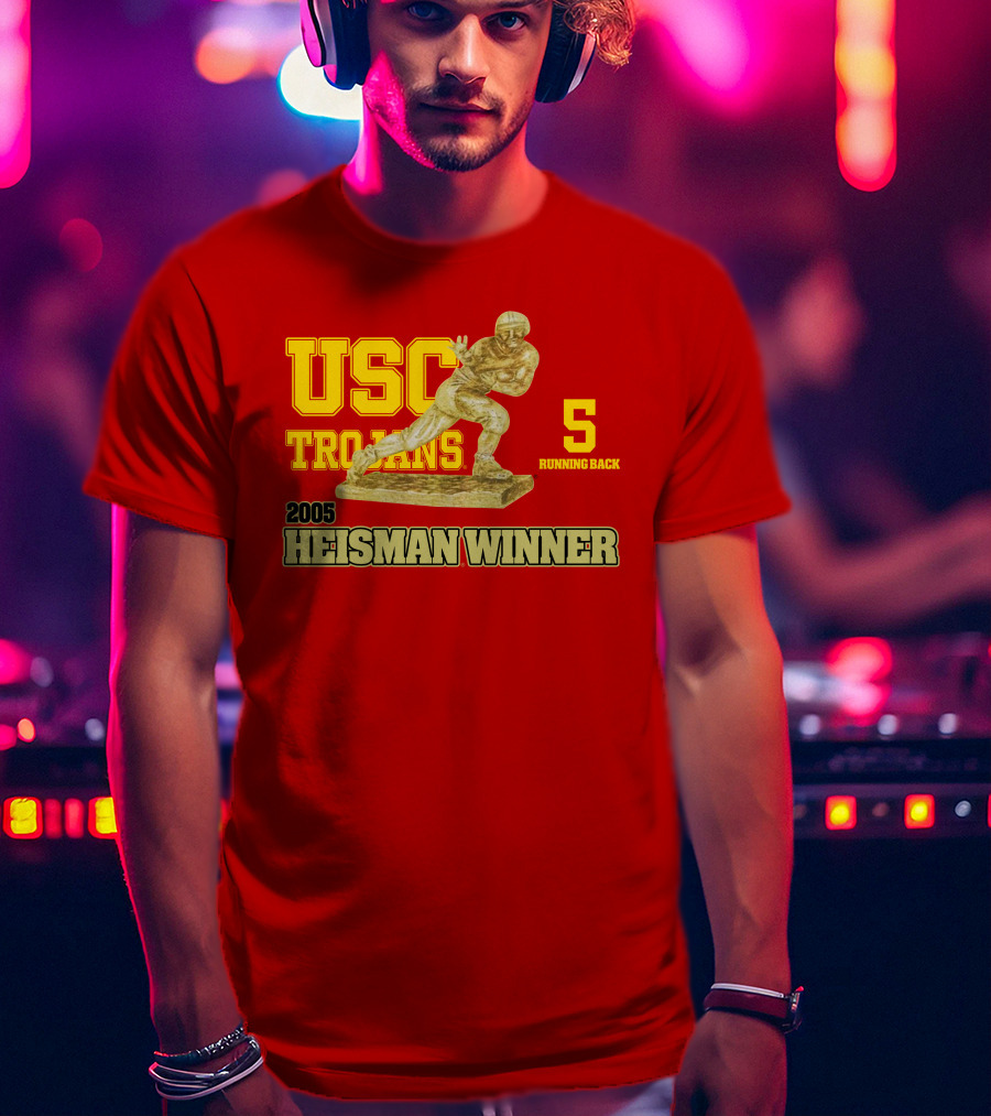USC Trojans 5 Running Back 2005 Heisman Winner Football Achievement T-Shirt