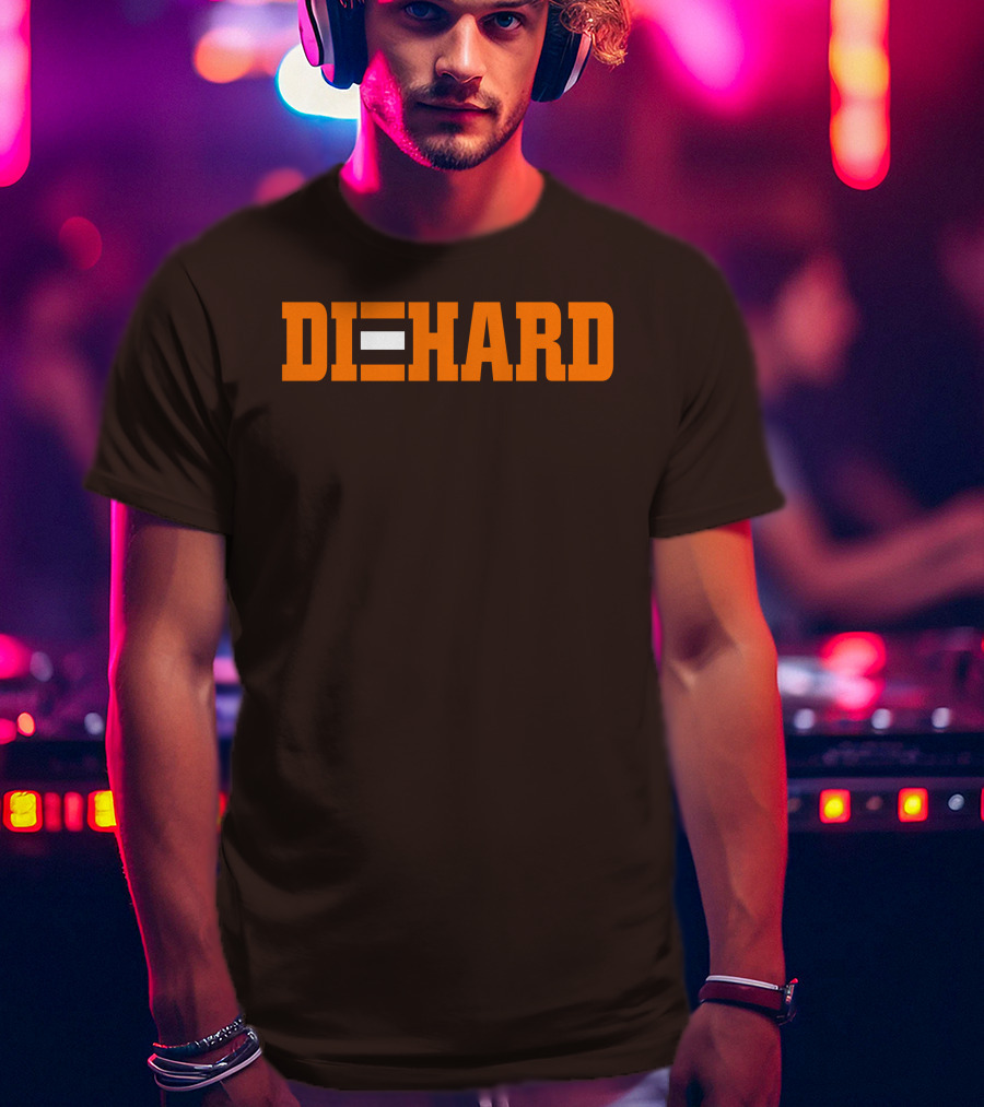 Yvette Diehard Equal Symbol Text In Bold Orange Font T-Shirt