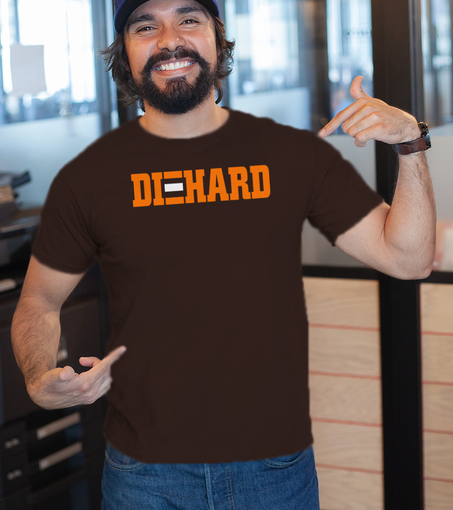 Yvette Diehard Equal Symbol Text In Bold Orange Font T-Shirt