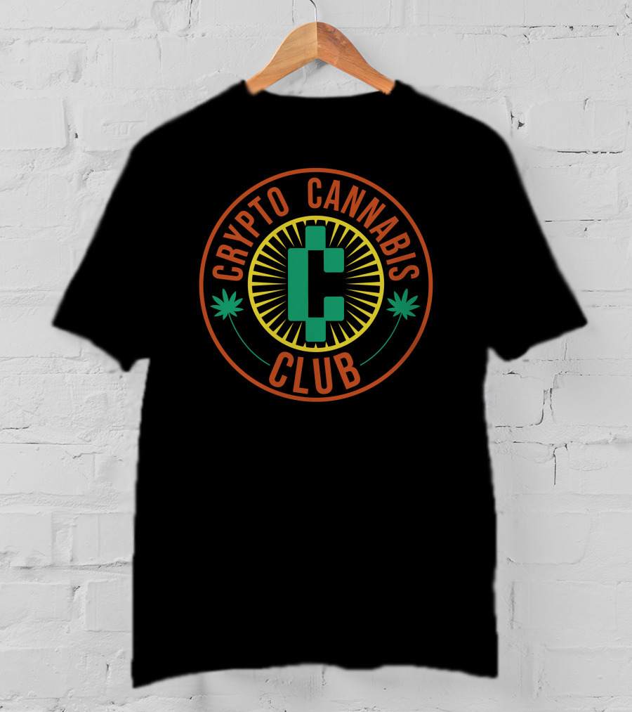 Crypto Cannabis Club Obieron17201 Circle Emblem With Leaf And Green C T-Shirt