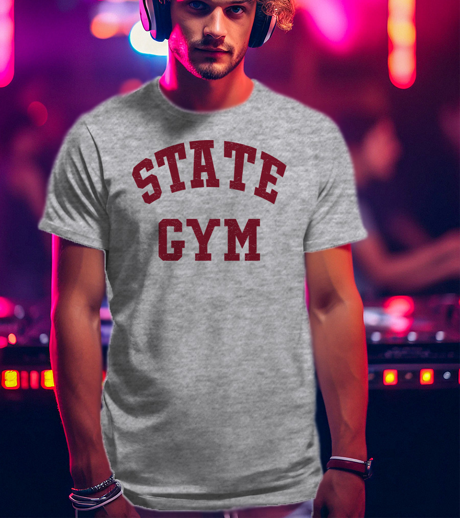 State Gym Vintage Athletic Typography T-Shirt