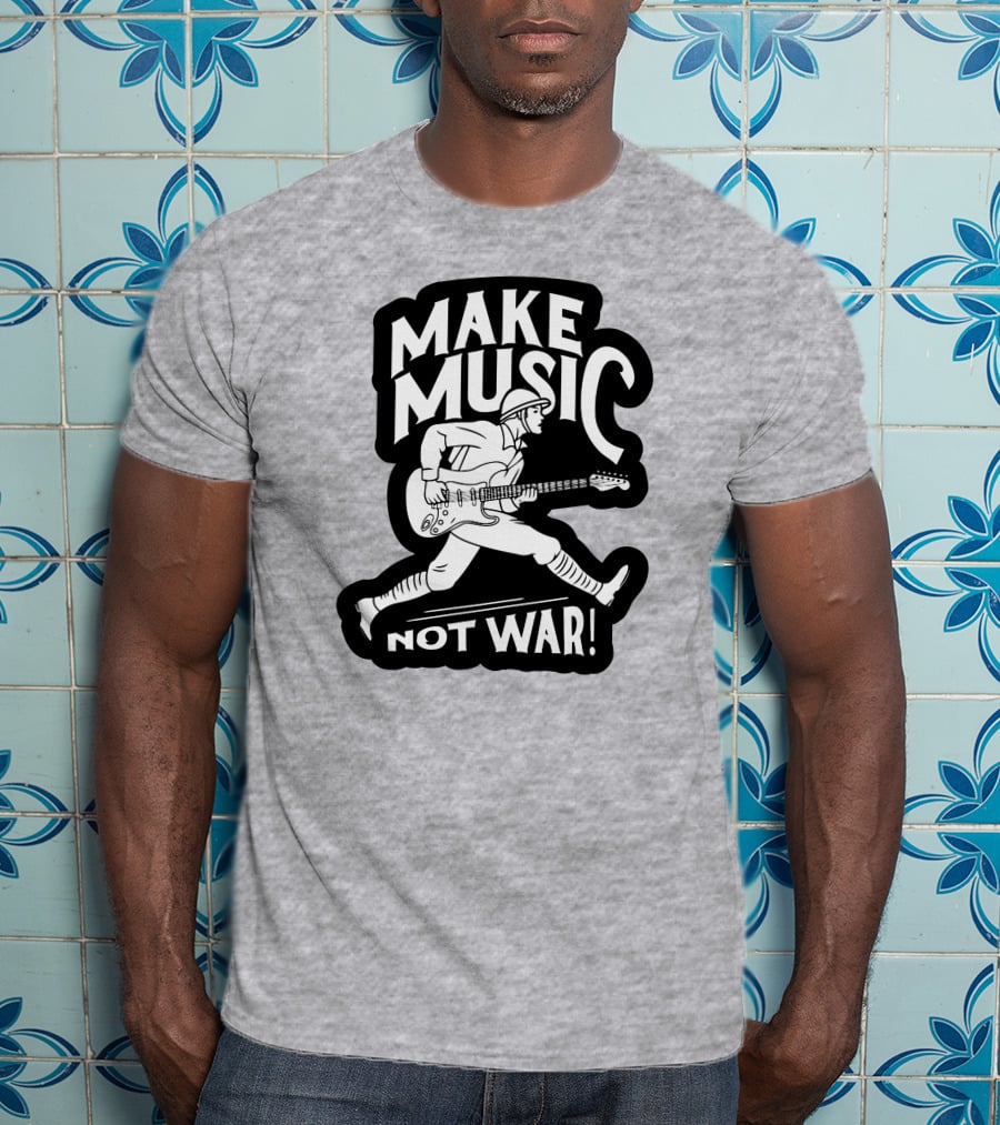 Matt Pinfield Make Music Not War Guitar Soldier Iconic Message T-Shirt