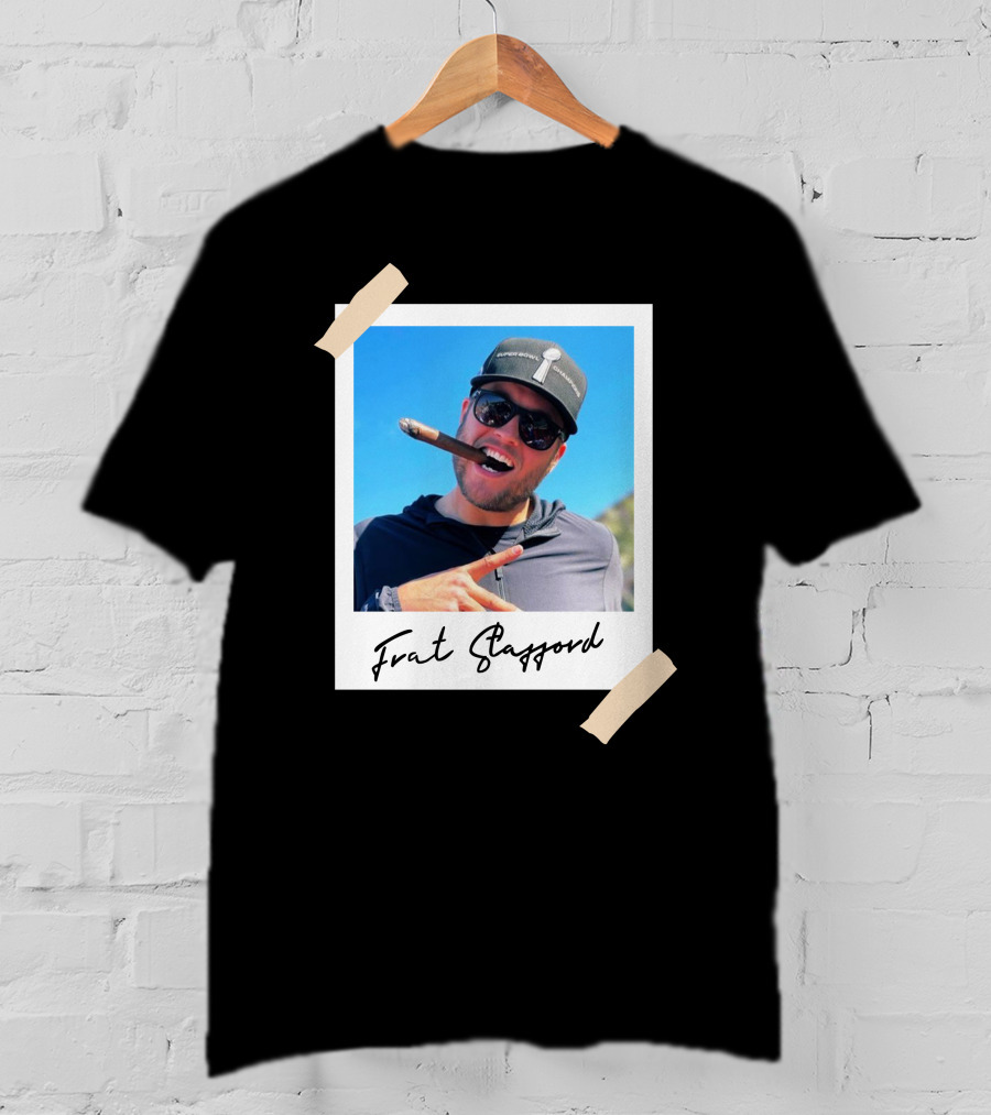 Frat Stafford Cigar Photo Wearing Hat T-Shirt