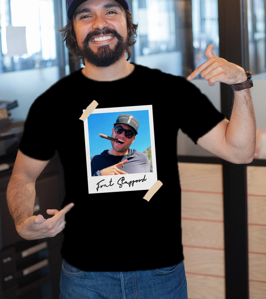 Frat Stafford Cigar Photo Wearing Hat T-Shirt