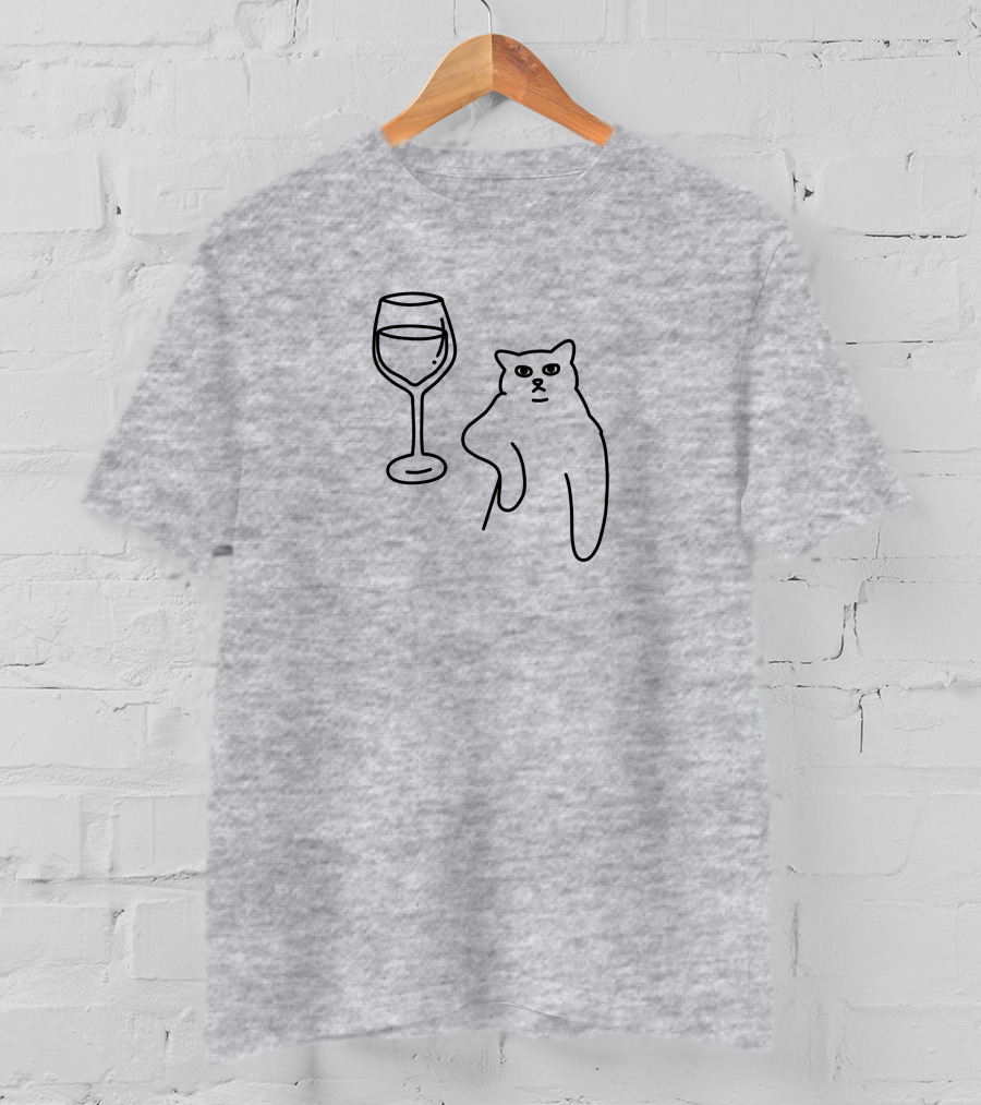 Chat De Vin Wine Glass Cat T-Shirt