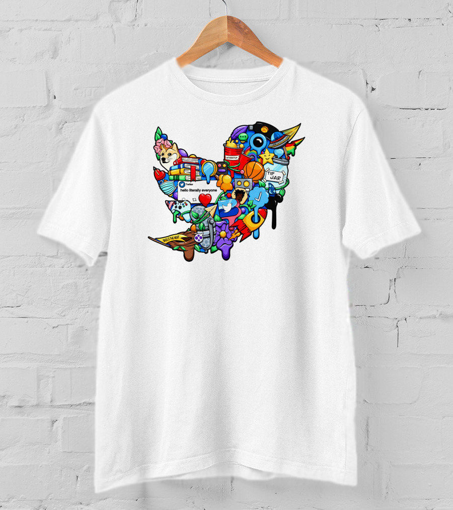 Tweetup Hello Literally Everyone Tip Jar Pop Culture Icons Mashup T-Shirt