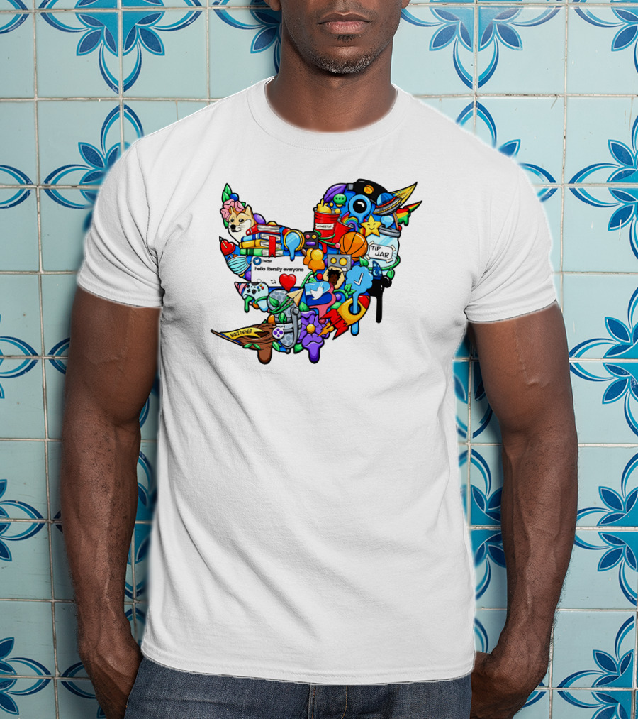 Tweetup Hello Literally Everyone Tip Jar Pop Culture Icons Mashup T-Shirt