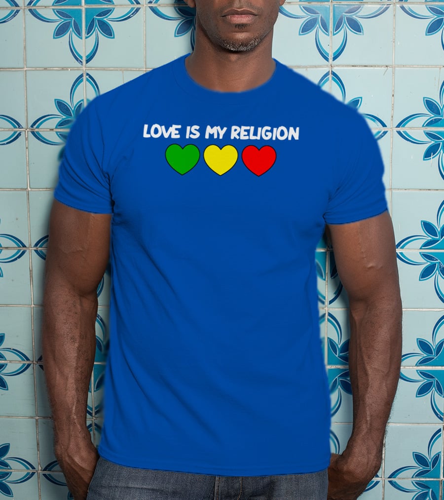 Ziggy Marley Love Is My Religion Green Yellow Red Hearts T-Shirt