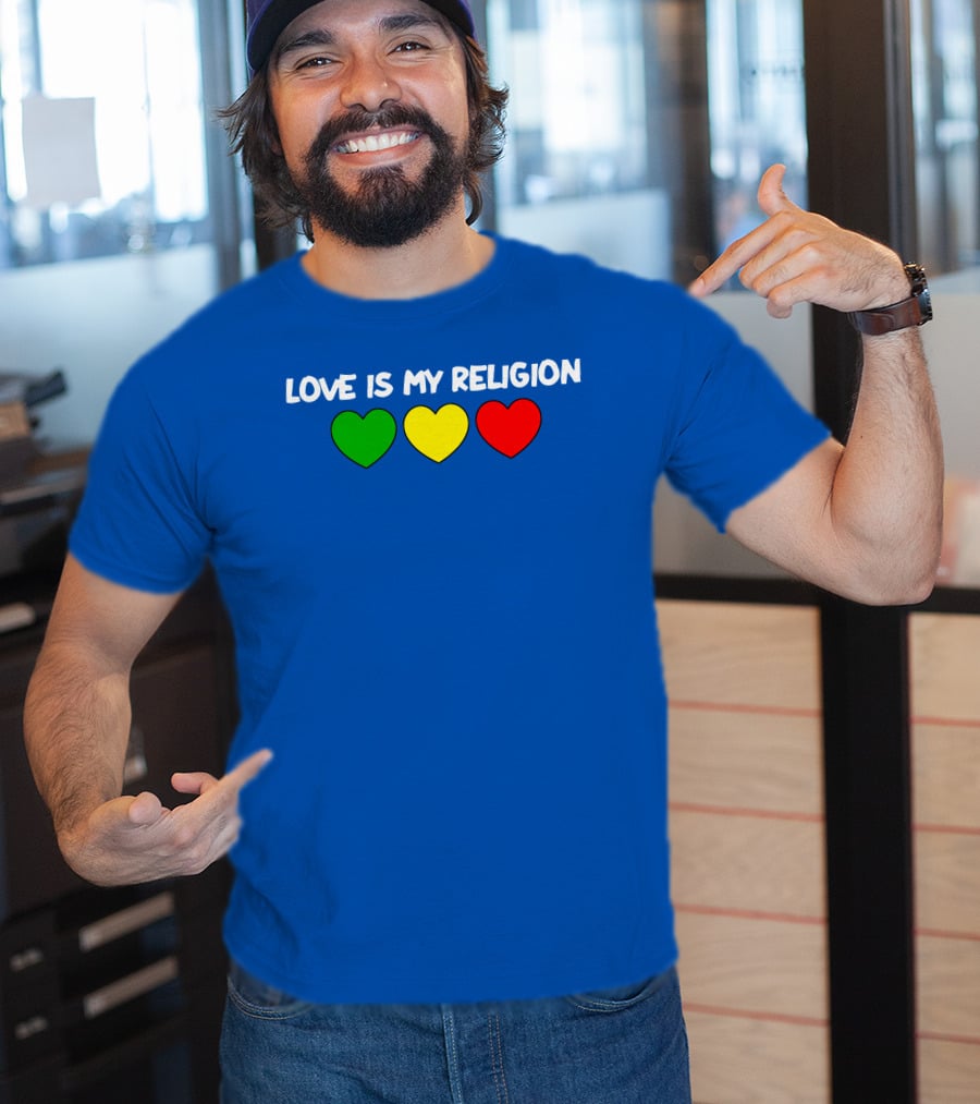 Ziggy Marley Love Is My Religion Green Yellow Red Hearts T-Shirt