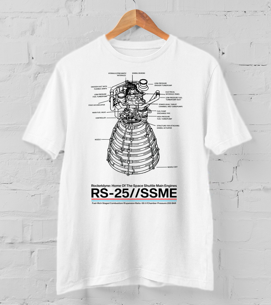 Rocketdyne RS-25 SSME Diagram Everyday Astronaut Store T-Shirt