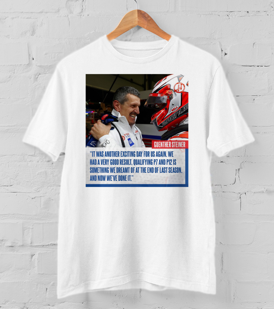 Guenther Steiner Haas F1 Bahrain GP Qualifying P7 P12 Achievement T-Shirt