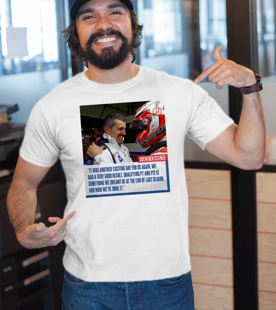 Guenther Steiner Haas F1 Bahrain GP Qualifying P7 P12 Achievement T-Shirt