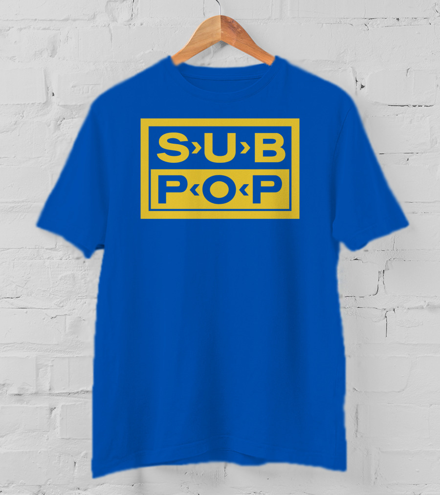Sub Pop Records Megamart Store Logo Blue Background T-Shirt
