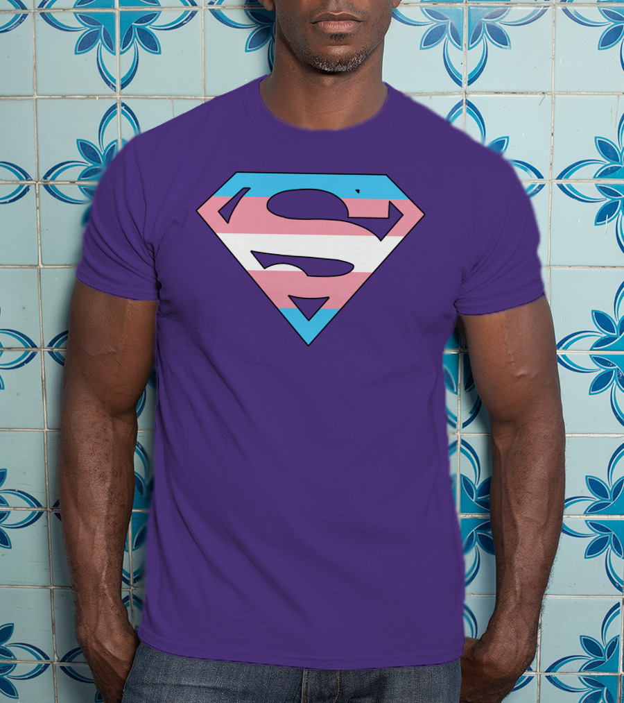 Superman Logo Trans Flag Trans Rights Are Human Rights T-Shirt