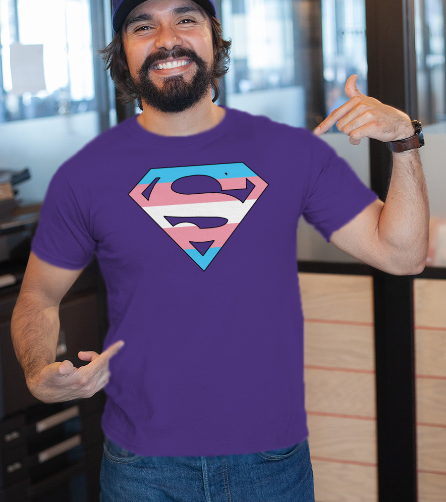 Superman Logo Trans Flag Trans Rights Are Human Rights T-Shirt