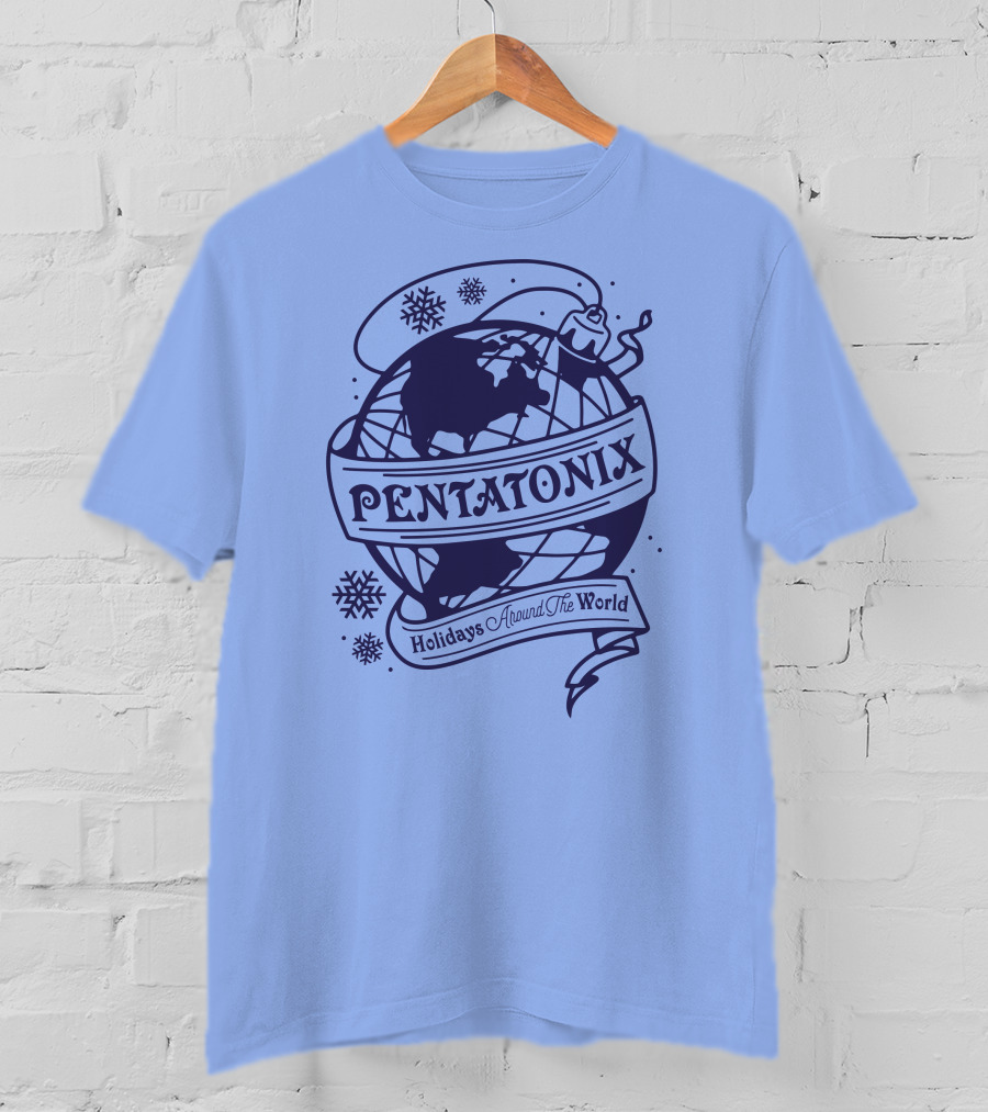 Pentatonix Holidays Around The World Globe And Snowflakes T-Shirt