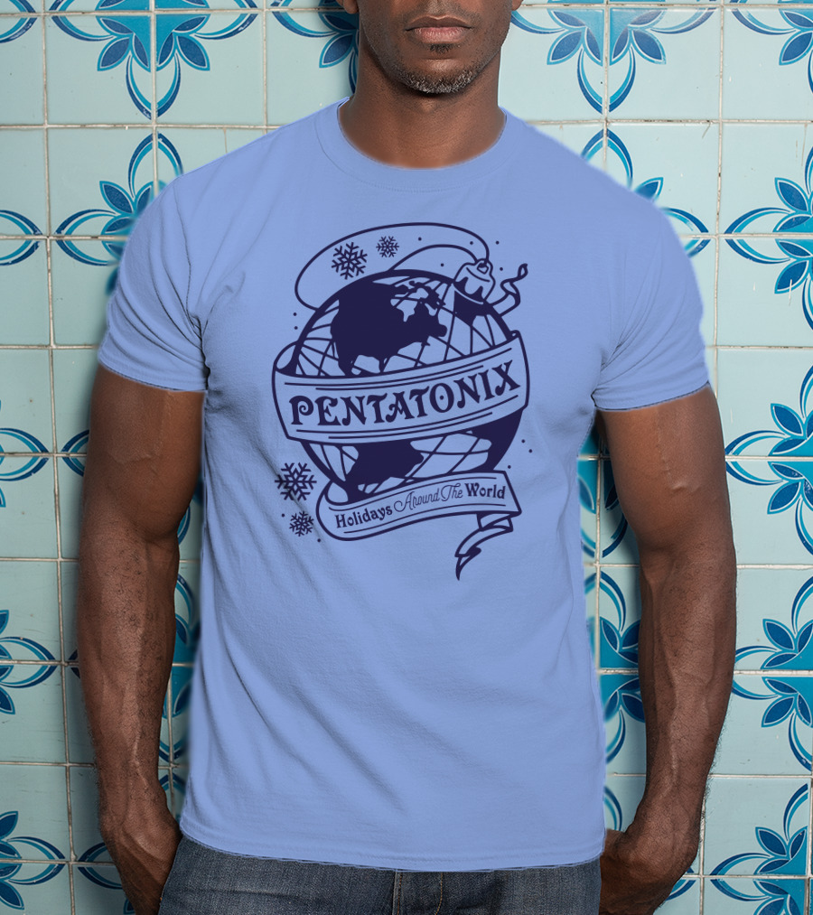 Pentatonix Holidays Around The World Globe And Snowflakes T-Shirt